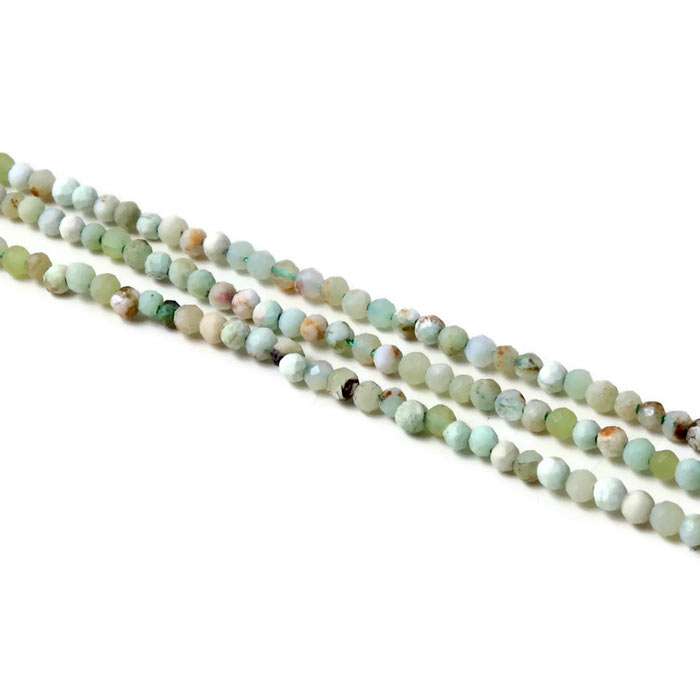 Grüner Opal, ganzer Strang, runde facettierte Perle, 2 mm, ca. 173 Stück.