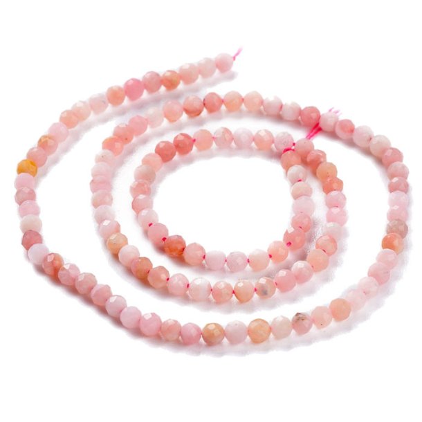 Pink opal, strand, round, faceted, 2 mm, approx. 160 pcs.