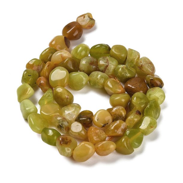 Yellow-green Opal beads, full strand, oblong nuggets, approx. 10x8, 39 pcs.