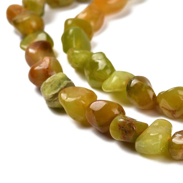 Yellow-green Opal beads, oblong nuggets, approx. 10x8, 39 pcs.