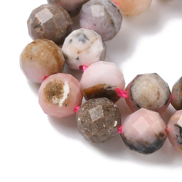 Pink opal, round, faceted, appx. 6 mm, 10 pcs.
