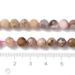 Pink opal, round, faceted, appx. 6 mm, 10 pcs.