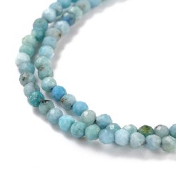 Blaue Opal, ganzer Perlenstrang, runde Perle, facettiert, 2 mm, A-grade, ca. 180 Stk.