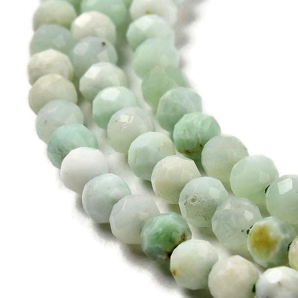Green opal, full strand, A-grade, round faceted bead, 2 mm, approx. 173 pieces.