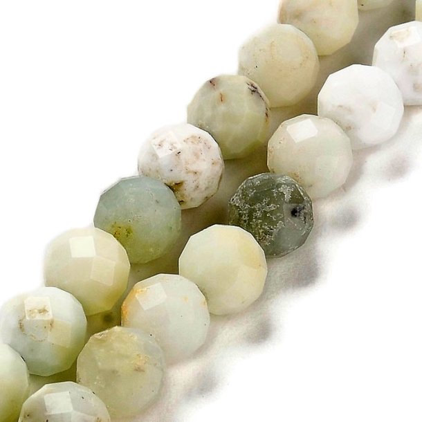 Green opal, round faceted bead, 6 mm, 10 pcs.