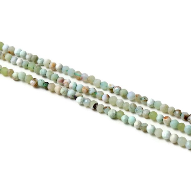 Green opal, full strand, round faceted bead, 2 mm, approx. 173 pieces.