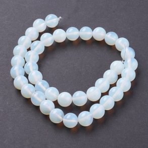 Imitation opalite, entire strand, round beads, soft bluish, 10mm, appx. 39pcs.