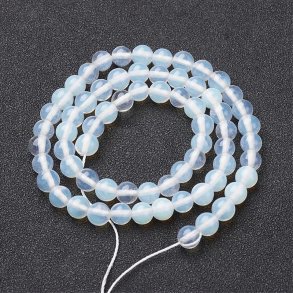 Imitation opalite, entire strand, round beads, soft bluish, 6mm, appx. 64pcs.