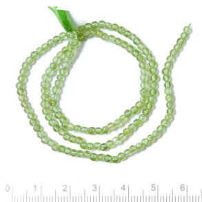 Peridot, hel streng, rund, transparent, lysgr�n, 2,5 mm, ca. 180 stk
