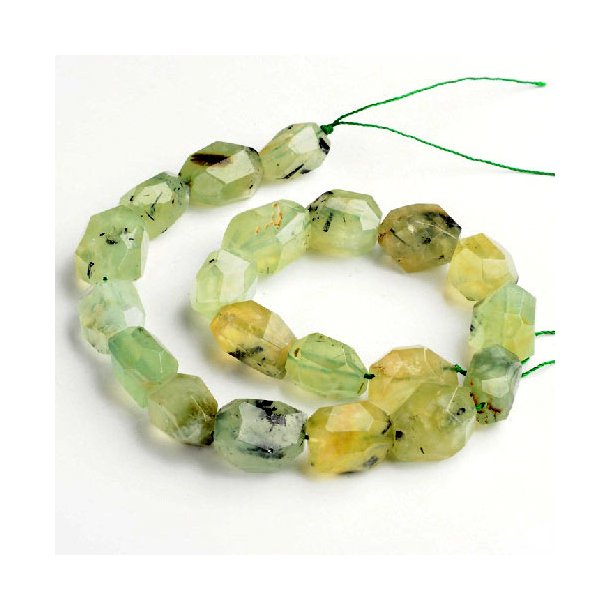 Prehnite, whole strand, faceted nugget beads, ca. 18x14x14mm, 19-20pcs