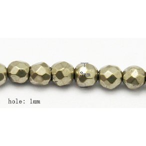 Pyrit, rund facetteret perle, 3 mm, 20 stk.