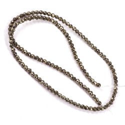 Pyrith, ganzer Strang, rund facettiert Perle, 3 mm, Ca. 130 Stk.