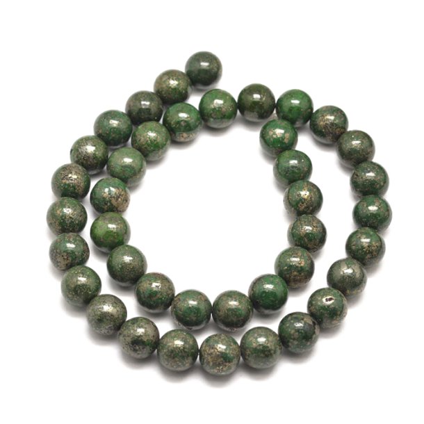 Green Pyrite, strand, green, round bead, 6 mm, ca. 65 pcs.