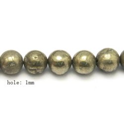 Pyrith, runde Perle, 8 mm, 6 Stk.