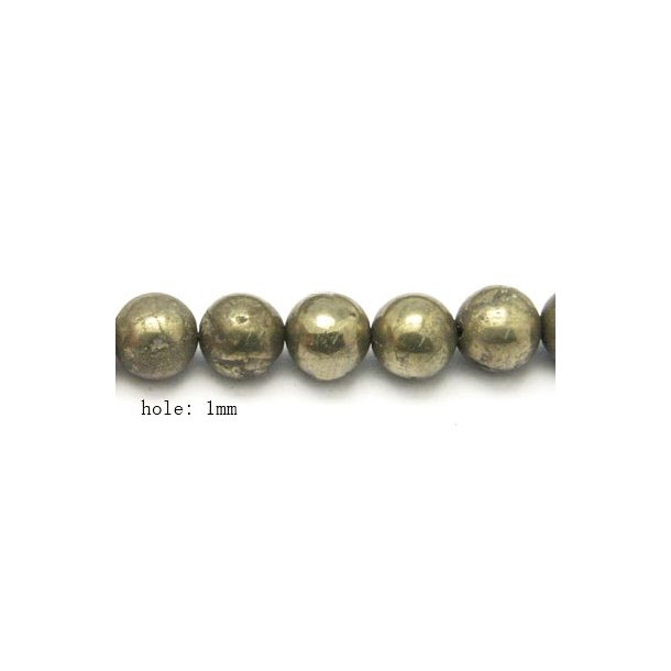 Pyrite, entire strand of beads, round bead, 10mm, ca. 39pcs.