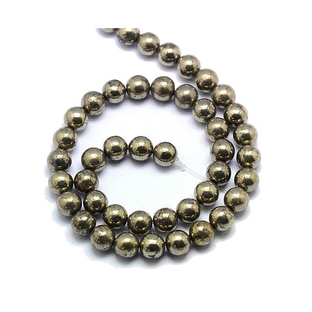 Pyrite, entire strand of beads, round bead, 8mm, ca. 50pcs.