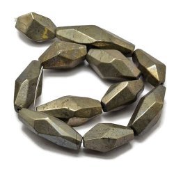 Pyrith, ganzer Strang, lange facettierte Perle, ca. 33x16x16 mm, 11-12 Stk