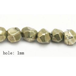 Pyrith, barock facettierte Perle, 7x7x7 mm, 10 Stk.