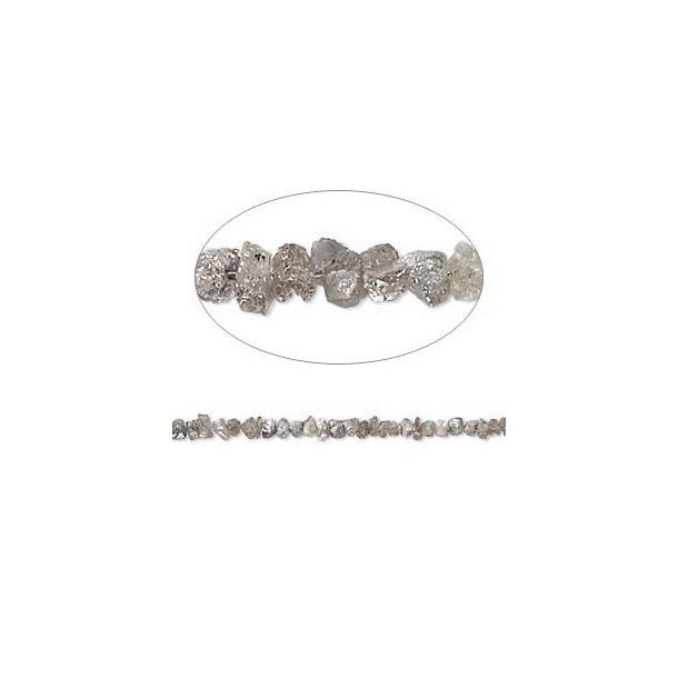 Echter Rohdiamant,Strang mit grauen Perlen, Gre 1,5 bis 3 mm, ca. 115 Stk