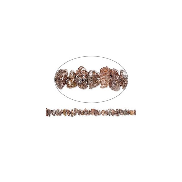 gte rdiamanter, perlestreng, brunlige perler, mler 2 - 3 mm, ca. 130 stk