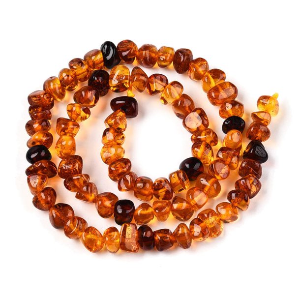 Amber, full strand, mix, small golden brownish nuggets, 4,5x6mm, ca. 75pcs
