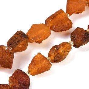 Amber beads, unpolished splinters, brownish, ca.10-12x10x8mm, 6pcs