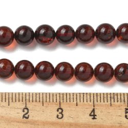 Bernstein, dunkelbraun, halbdurchsichtig, runde Perle, 6 mm, 6 Stk.