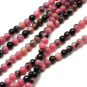 Rhodonit, rosa, ganzer Strang, rund, 2 mm, ca. 195 Stk.