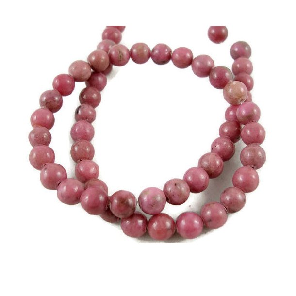 Rhodonit rosa, runde Perle, 8 mm, 6 Stk