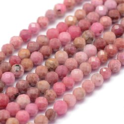 Rhodonit, rosa, ganzer Strang, facettiert, rund, ca. 3 mm, ca. 144 Stk.