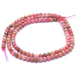 Rhodonit, rosa, ganzer Strang, facettiert, rund, ca. 3 mm, ca. 144 Stk.