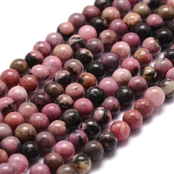 Rhodonite beads, reddish, round bead, 6mm, 10pcs.