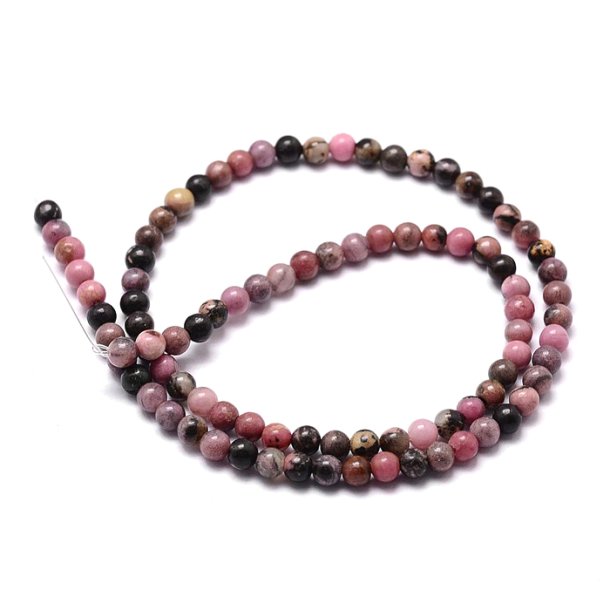 Rhodonite, entire strand, reddish, round bead, 6mm, 60pcs.