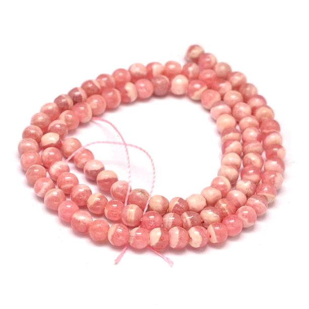 Naturlig rodokrosit, hel streng, rund perle, lyser�d, 5 mm, ca. 90 stk.