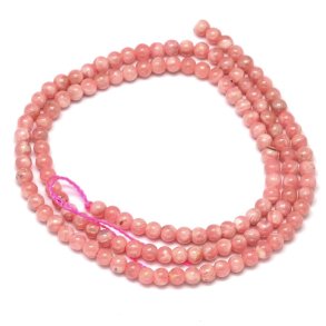 Rhodochrosit, hellrot, runde Perle, 3 mm, 10 Stk.