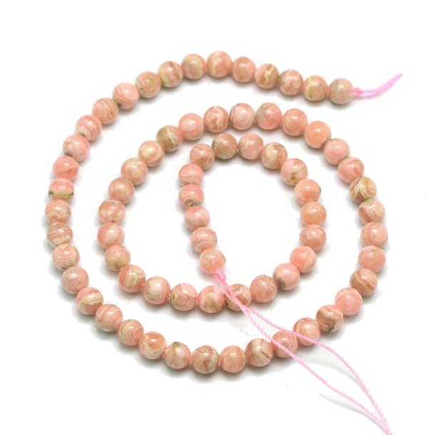 Rhodochrosite, whole strand, light pink, round bead, 4mm, ca. 95pcs.