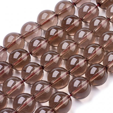 Røgkvarts perle, brun, transparent, 6 mm, 10 stk