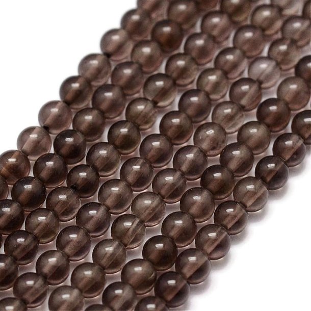 Smoky quartz, whole strand, clear brownish, round bead, 3 mm, approx. 125 pcs