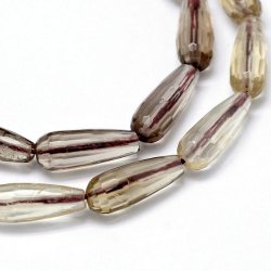 Rauchquarz-Tropfen, klar braun, facettiert, 16x6 mm,4 Stk