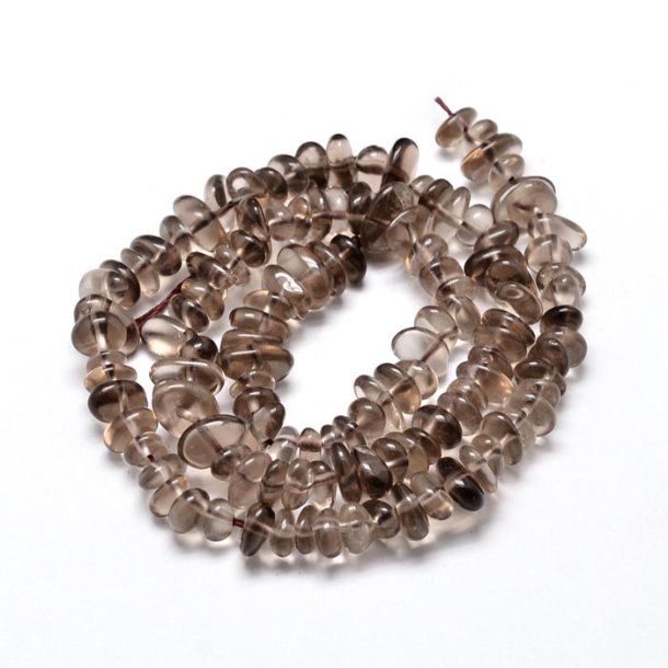 Smoky quartz, strand, small chips, clear brown, approx. 10x5x3 mm, approx. 110 pcs.