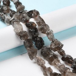 Rauchquarz, ganzer Strang, rohe Nuggets, dunkelbraun, 8-12x6-8 mm, ca. 40 Stck