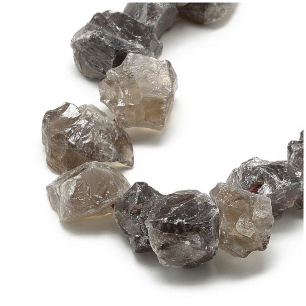 Smoky quartz, raw stone beads, nuggets, brown, 15-25x15-25mm, 4pcs.