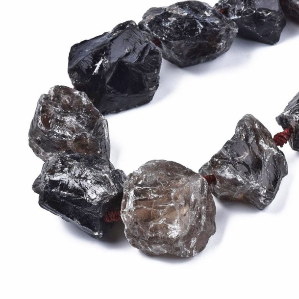 Smoky quartz, raw nugget stone bead, dark brown, measures appx. 25x25 mm, 4 pcs