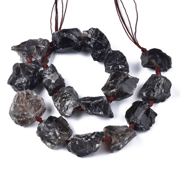 Smoky quartz, raw nugget stone bead, dark brown, full strand, measures appx. 25x25 mm, appx 16pcs