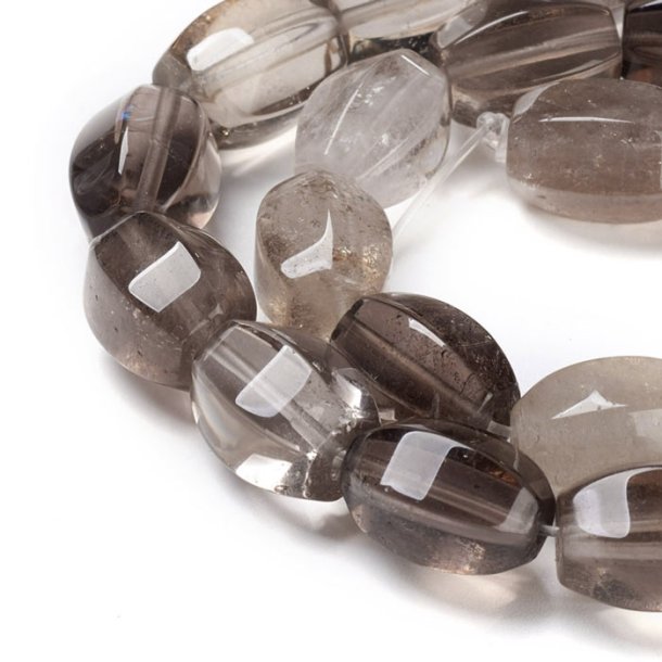 Smoky quartz bead, clear brown, faceted barrel shape, 14x10 mm, 4 pcs