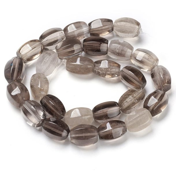 Smoky quartz bead, full strand, clear brown, faceted barrel shape, 14x10 mm, 26 pcs