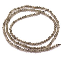 Rauchquarz, ganzer Strang, facettenreich, rund, 3 mm, ca. 140 Stk.
