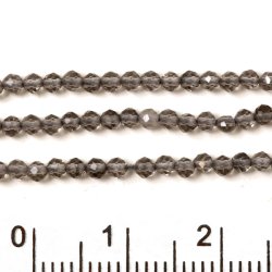 Rauchquarz, ganzer Strang, facettenreich, rund, 2 mm, ca. 170 Stk.