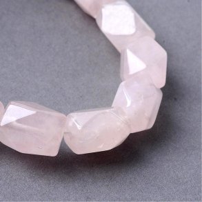 Rose quartz, whole strand, pink, square, faceted, 13x10x10 mm approx. 27 pcs