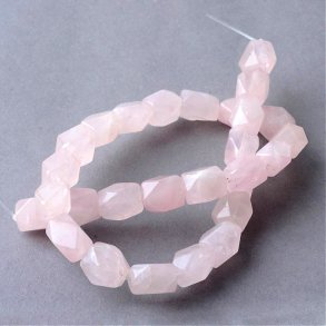 Rose quartz, pink, square, faceted, 13x10x10 mm, 4 pcs
